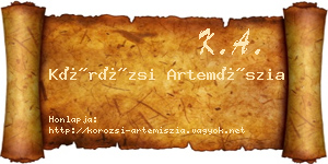 Körözsi Artemíszia névjegykártya
